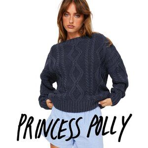 Princess Polly women’s Blue Cable Knit Sweater